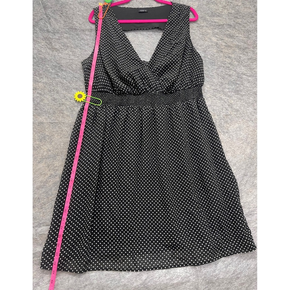 Torrid Black White Polka Dot Smocked Waist Cutout Back Dress 10012150 1X - Picture 8 of 13